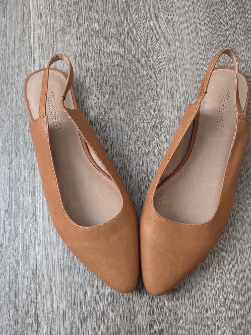 Madewell Cognac Pointed Slingback Flats